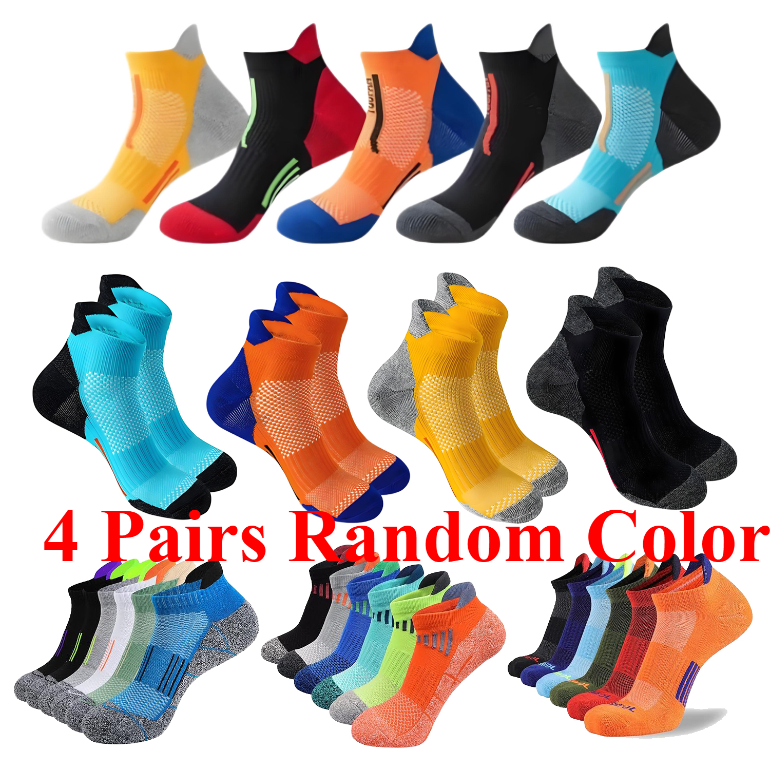 

4-8 Pairs Womens Ankle Low Cut Cushioned Breathable Socks Sports Running Cycling Hiking Outdoor Running Athletic Cushioned Sole Socks