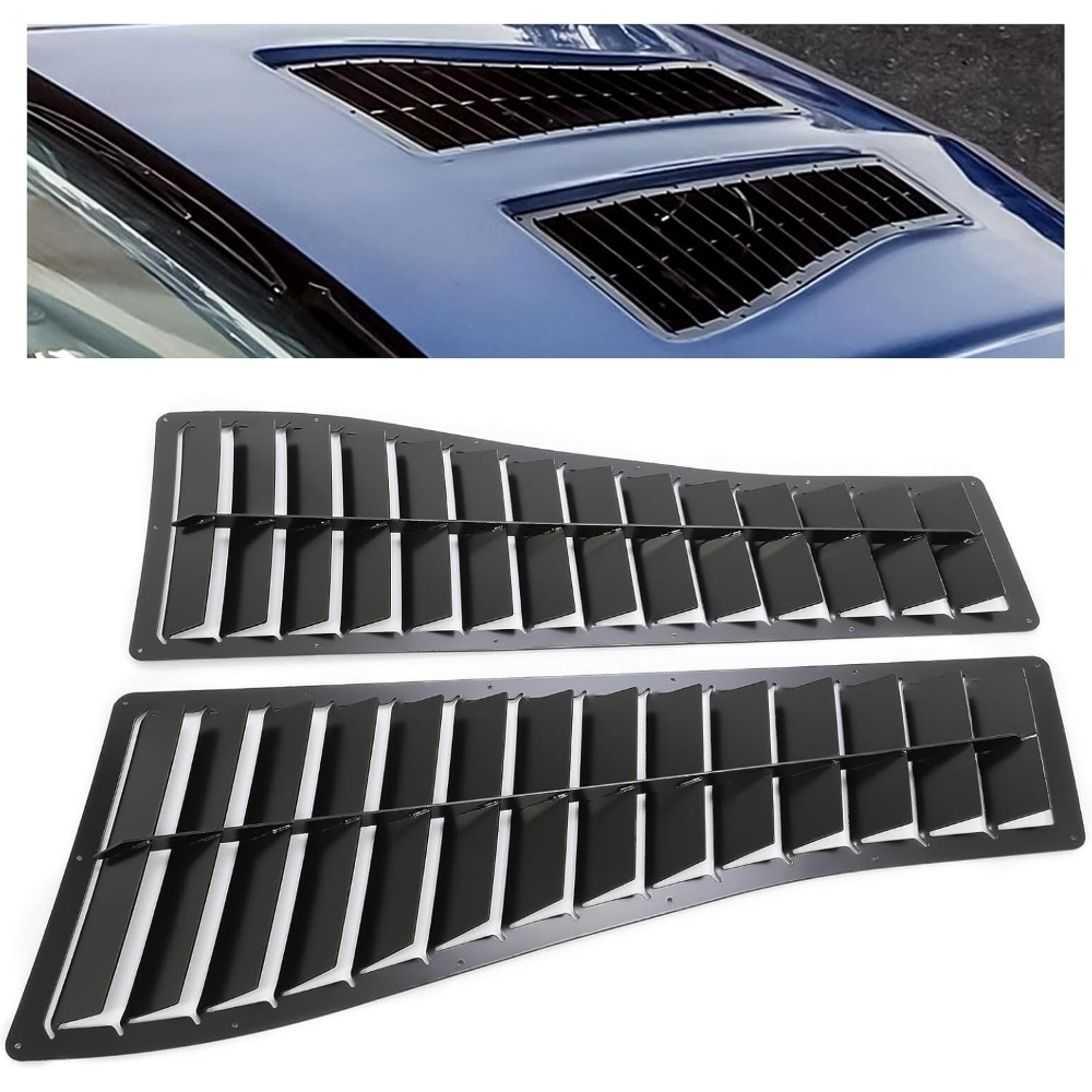 TEMU Powder Coated Black Steel Hood Inserts For 1985-1990 For Camaro Z28 & -z - Air Vent Compatible With Hood