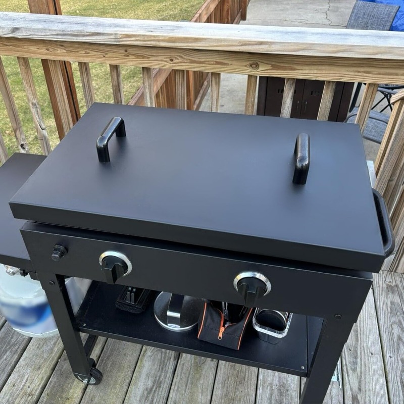 TEMU 28-inch Griddle Hard Top Lid With Handle Compatible With 28" Blackstone Griddle With Front And Rear Grease, Powder-coated Steel, Black Outdoor