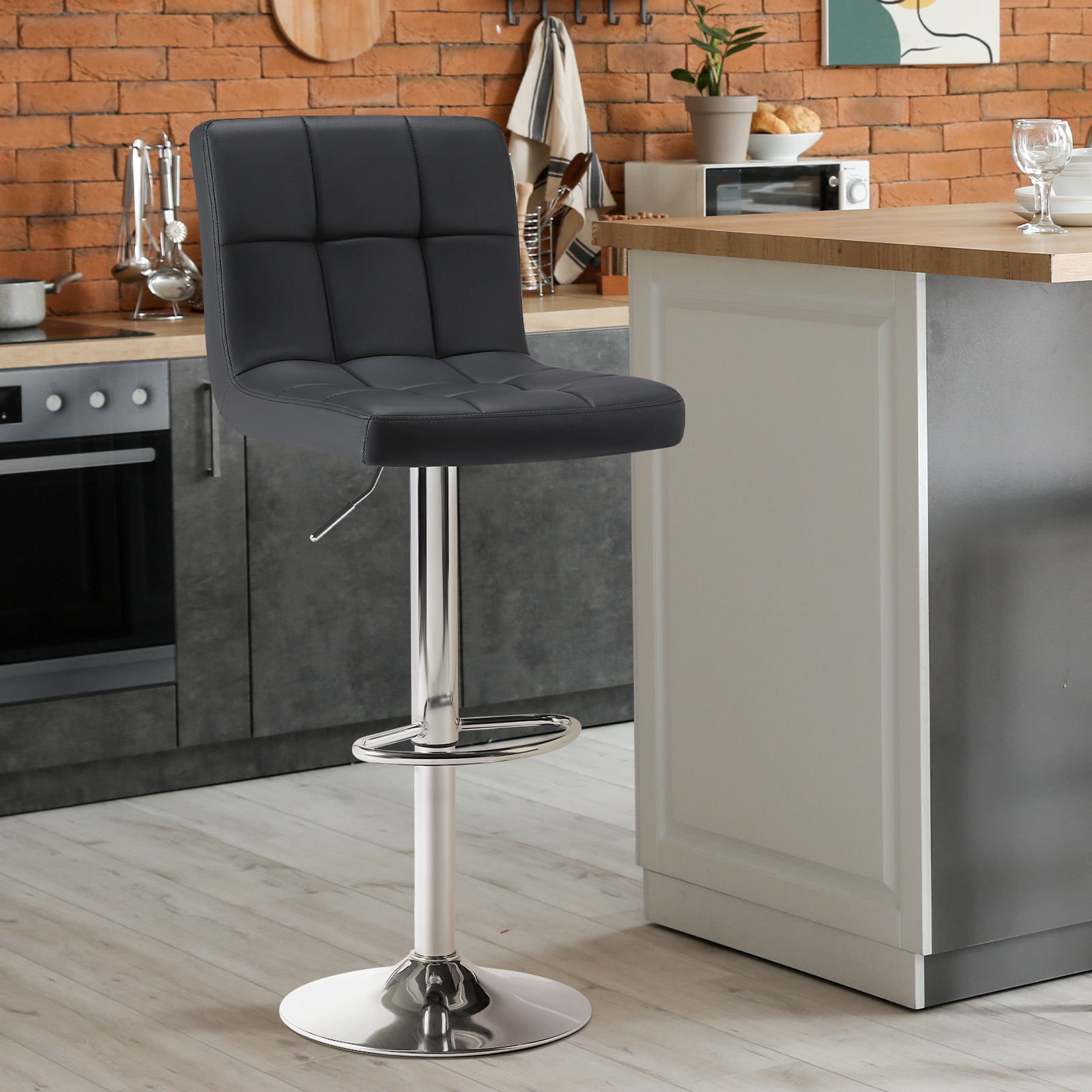 mcq bar stools set armless adjustable swivel barstools pu leather hydraulic kitchen counter height bar stools thickened seat cushion with back Product details 3