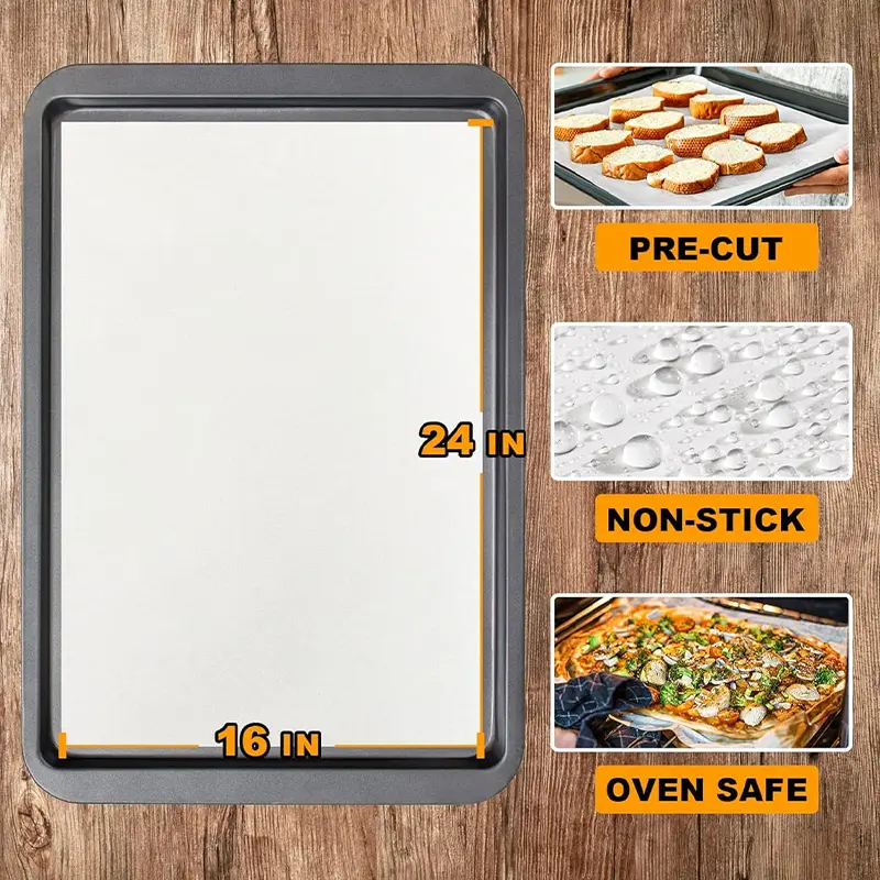 1000pcs parchment paper baking sheets 16 24 inches non stick oil waterproof baking liners for baking cooking grilling frying Product details 4