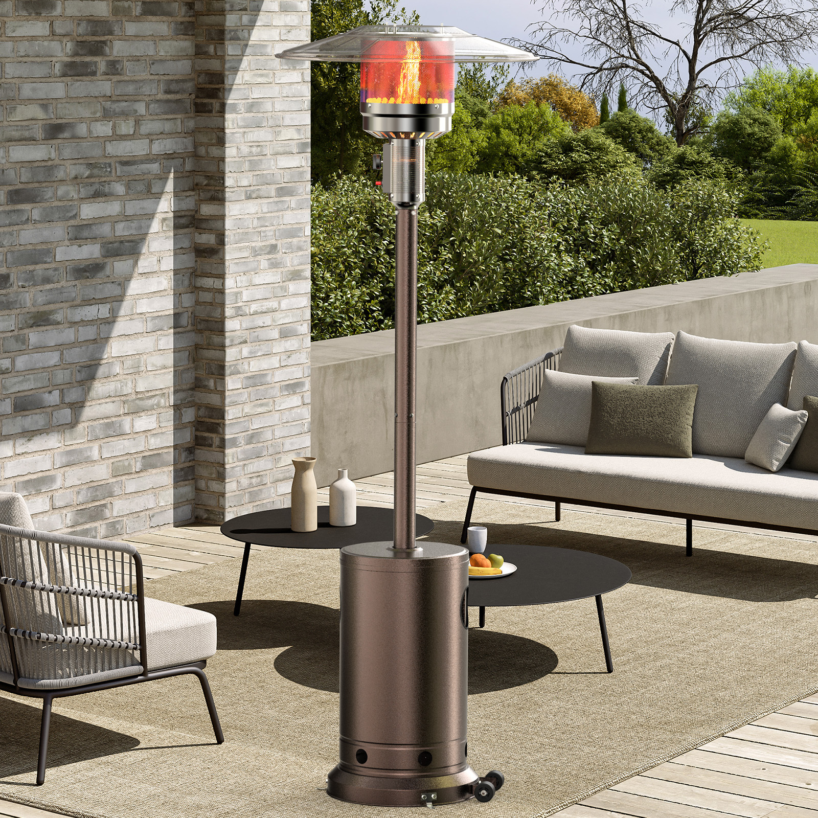 

Idle Way 48000 Btu Patio Heaters With Sand Box, Outdoor Heater With Wheels Deck Porch Heater For Outdoor,stainless Steel Heater, Brown