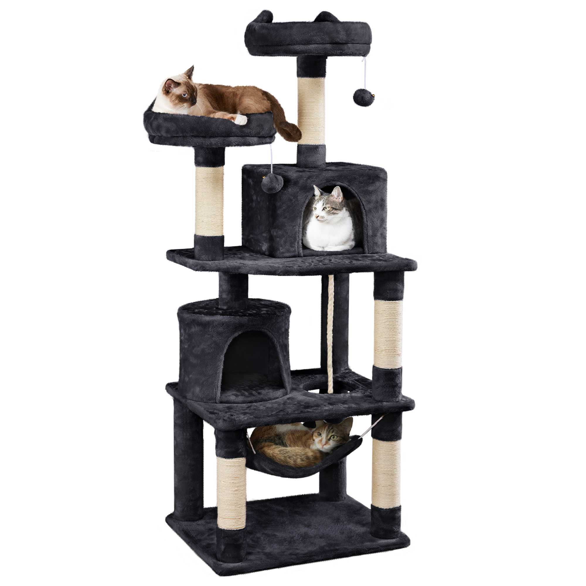 Aidoly Cat Tree 54 Inch, Multi-Level Cat Tower with Condo, Perches