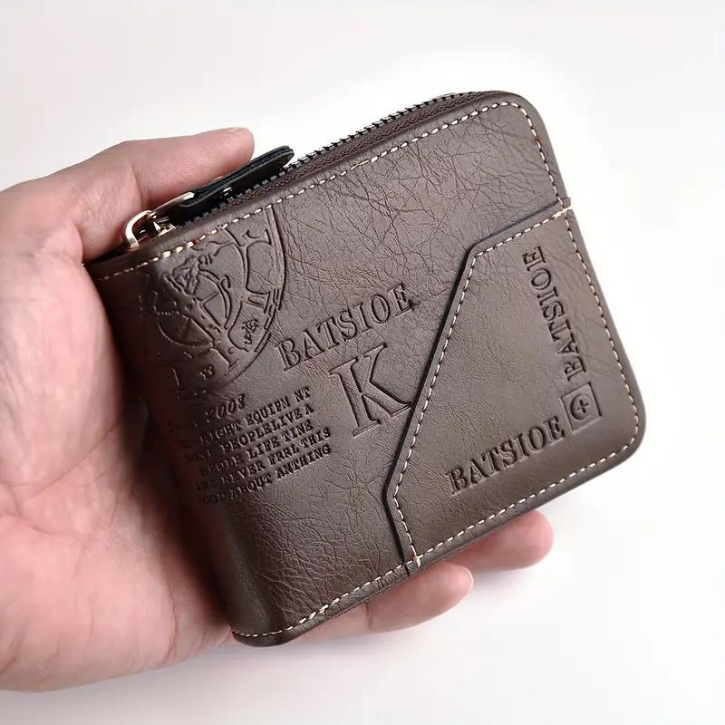 

Men's Leather Wallet Zipper Bifold Wallet For Men Id Card Window Credit Card Coin Photo Multifunction Card Slots Gift For Him Men' Clip Zipper Wallet Coin Purse