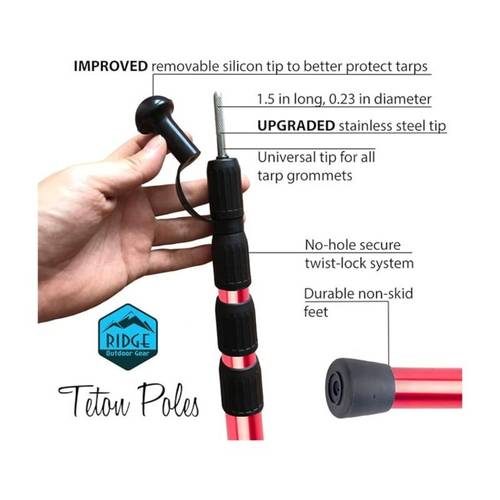 adjustable telescoping tent poles lightweight aluminum rust proof design extendable up to 8ft portable and collapsible for camping awnings tents and tarps in red blue