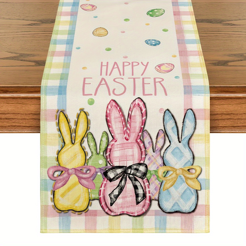 

Easter Bunny Table Runner, Polyester Material, Suitable For Indoor And Outdoor Decoration