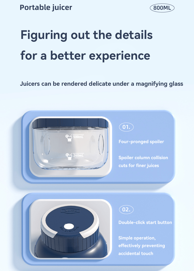 1 pc portable usb rechargeable electric juicer cup 28oz large capacity multi function fruit juicer mini blender for making smoothies juice details 8