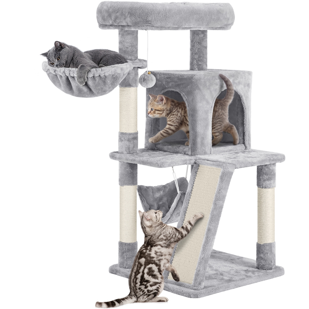 

40 Inch Cat Tree Cat Tower Cat Condo With Oversized Soft Platform Scratching Board Posts Basket And Cat Furniture For Kittens Cats Pets