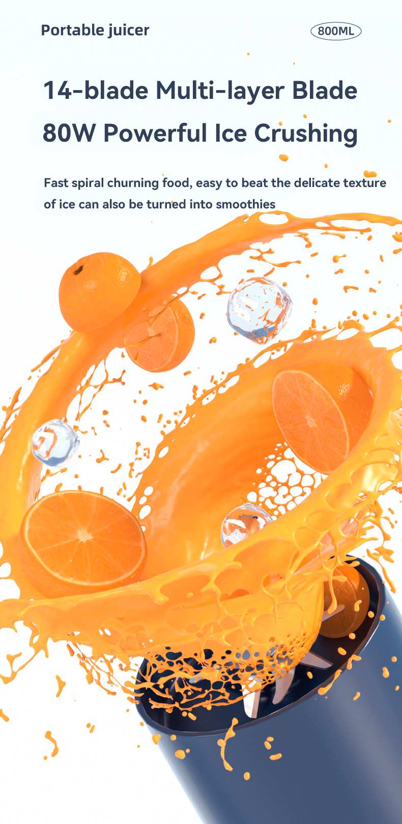 1 pc portable usb rechargeable electric juicer cup 28oz large capacity multi function fruit juicer mini blender for making smoothies juice details 3