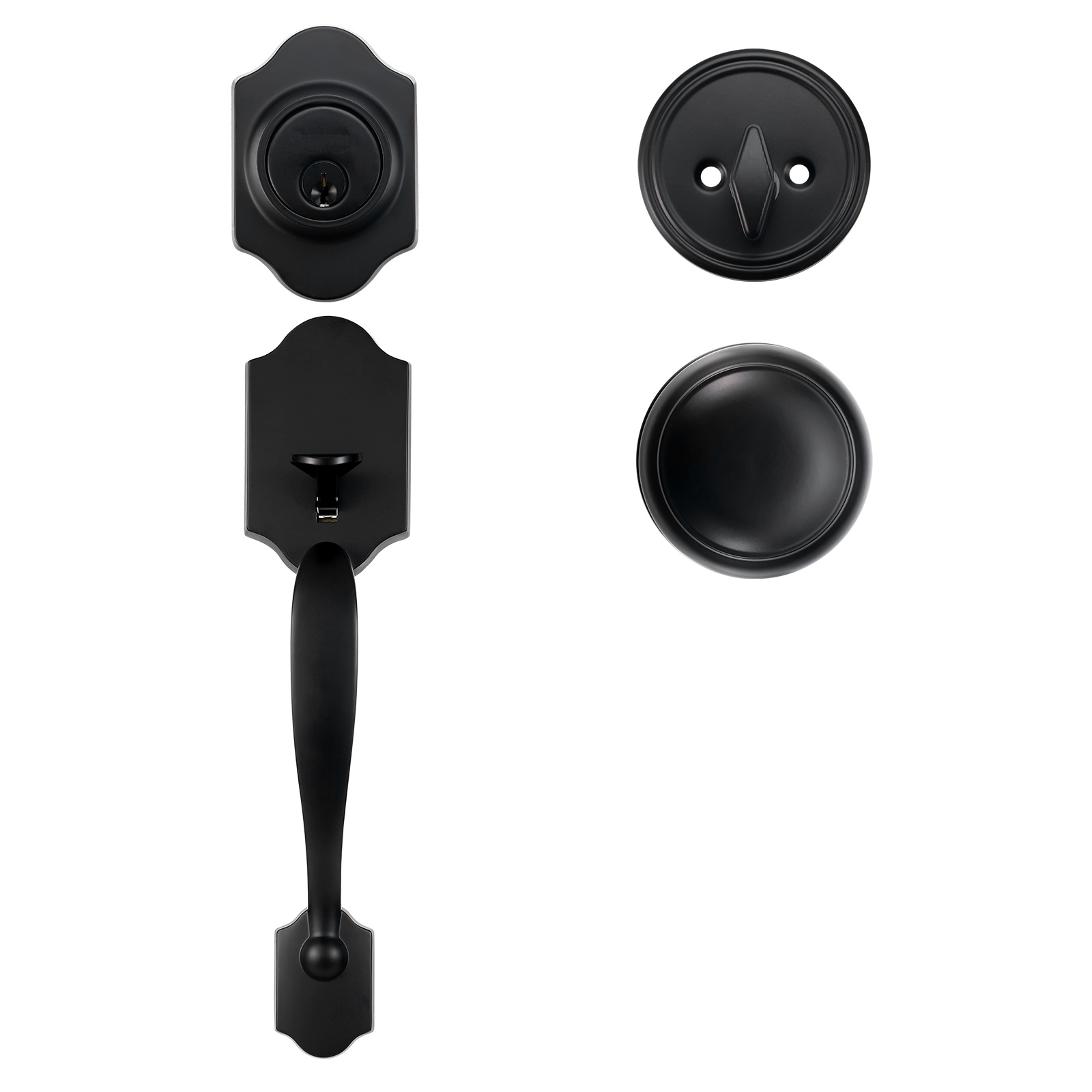 TEMU Vevor Front Door Handle And Deadbolt Set, Matte Black Front Door Lock Set With Interior Knob, Adjustable Hole Single Cylinder Handleset, For