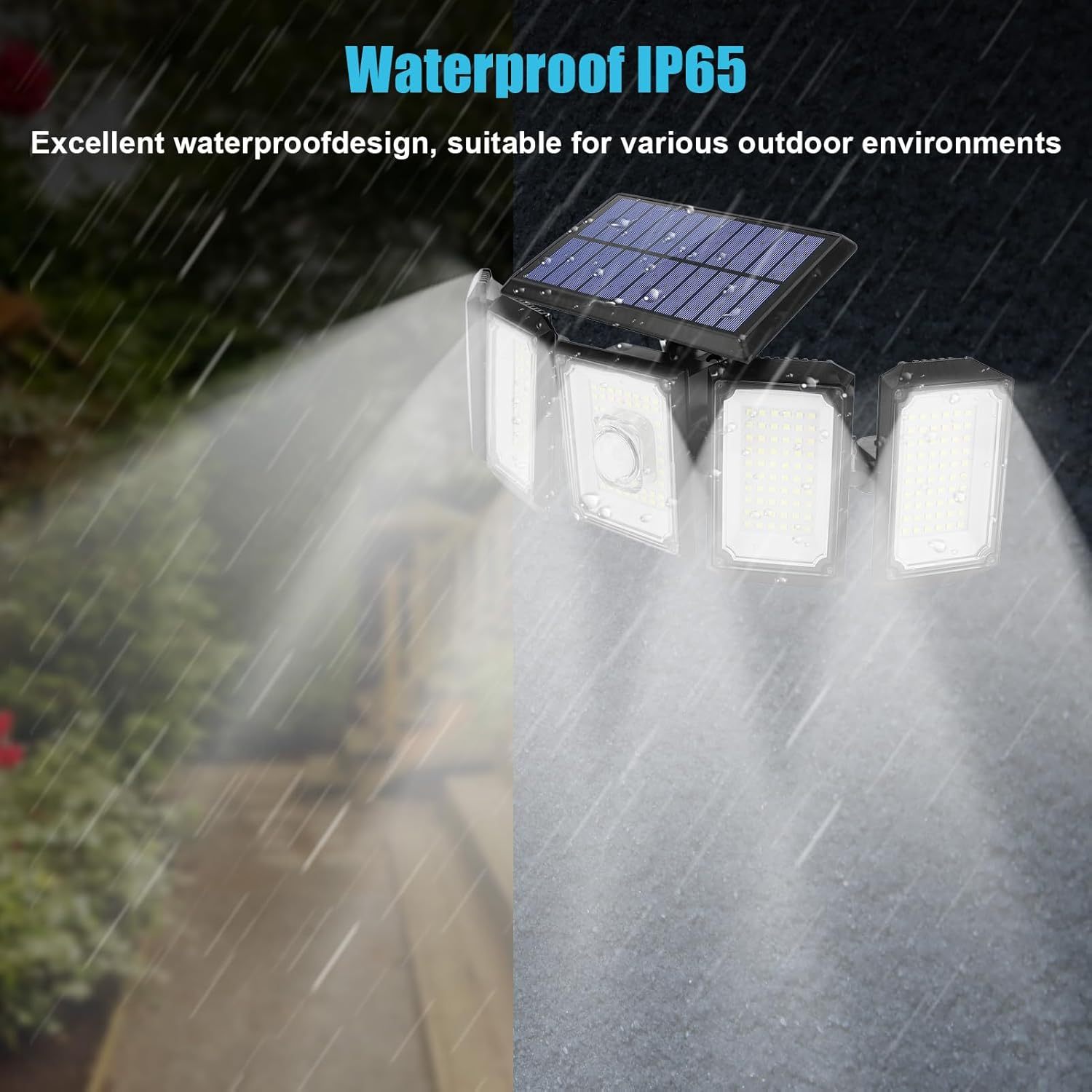 outdoor solar light with 300 led motion sensor lights outdoor solar security light with remote   rotatable heads 300 leds 360 wide angle   security led flood lights for   garages yards gardens details 3