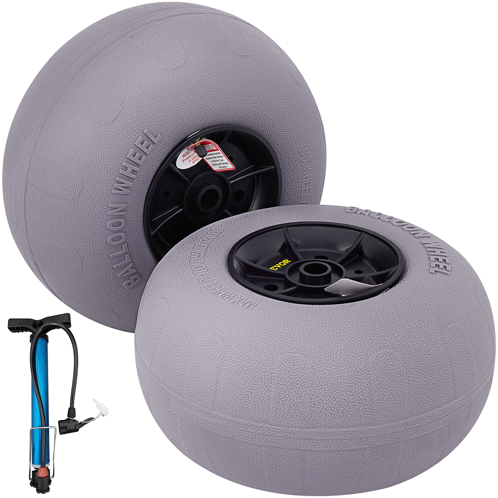 TEMU Vevor Beach Balloon Wheels, 13" Replacement Sand Tires, Tpu Cart Tires For Kayak Dolly, Canoe Cart And Buggy W/free Air Pump, 2-pack