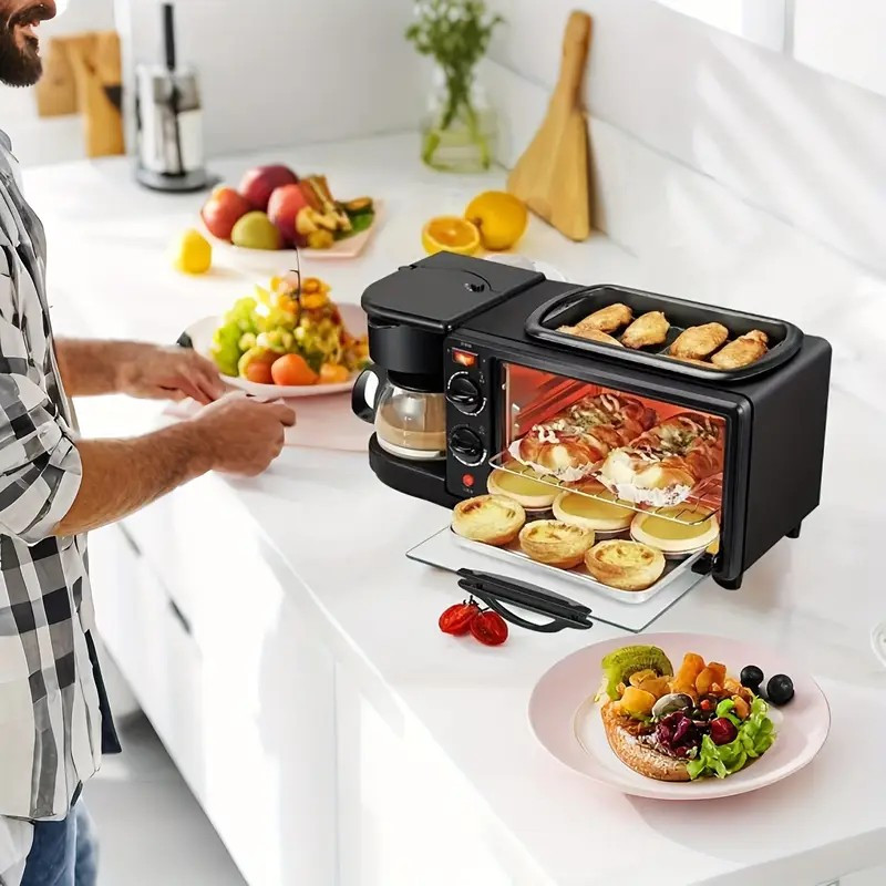 

3-in-1 Maker, Ultifunctional , Portable Toasters With Timer, Coffee Machine, Non Stick Griddle, For Sandwich/egg