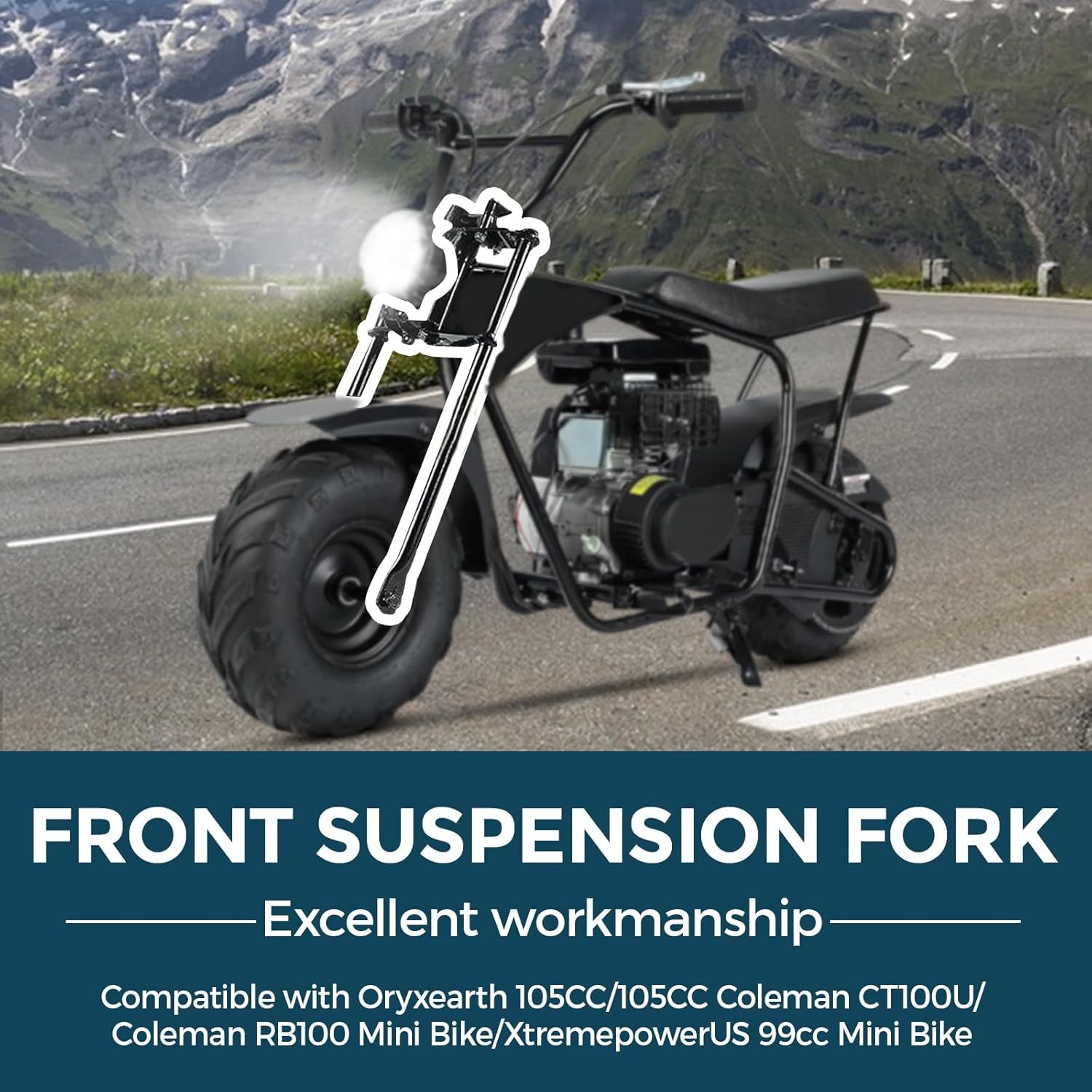 FRP Front Fork Suspension Kit for Mini Bike, Universal Mini Dirt Bike Shock Forks Set with Hydraulic Damping System - Safer & Durable, Compatible with Oryxearth 80cc to 105cc Mini Bike