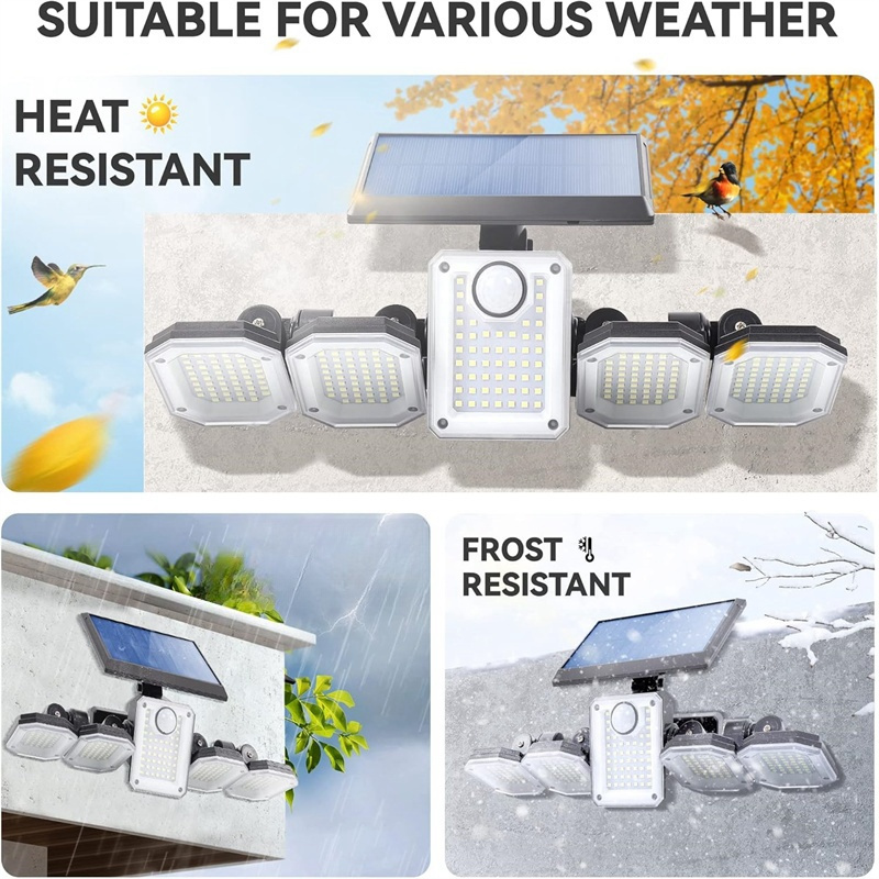 outdoor solar light with 300 led motion sensor lights outdoor solar security light with remote   rotatable heads 300 leds 360 wide angle   security led flood lights for   garages yards gardens details 6