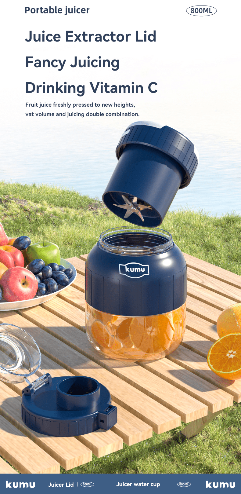 1 pc portable usb rechargeable electric juicer cup 28oz large capacity multi function fruit juicer mini blender for making smoothies juice details 2