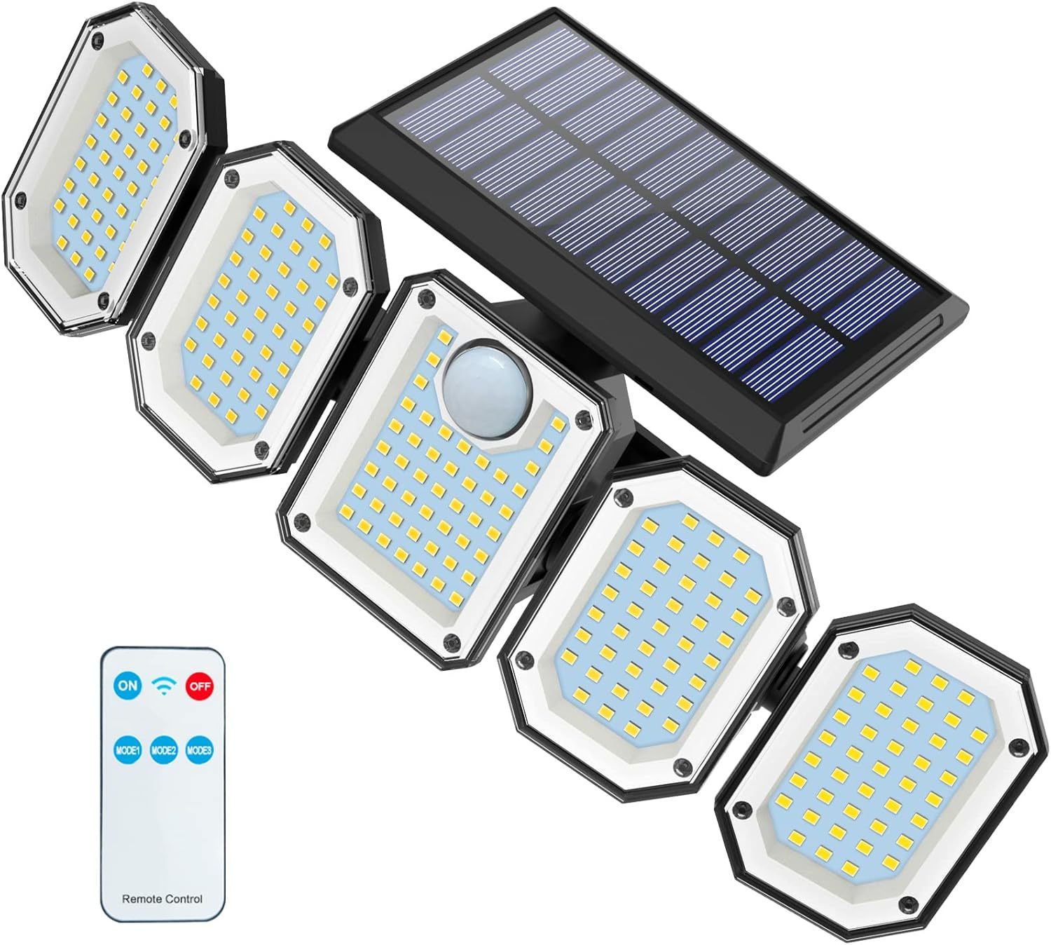 outdoor solar light with 300 led motion sensor lights outdoor solar security light with remote   rotatable heads 300 leds 360 wide angle   security led flood lights for   garages yards gardens details 1