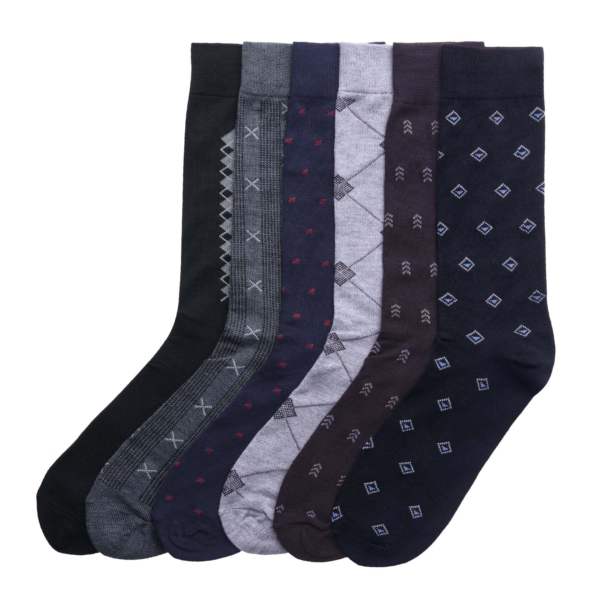 

6 Pairs Men's Dress Socks In Black