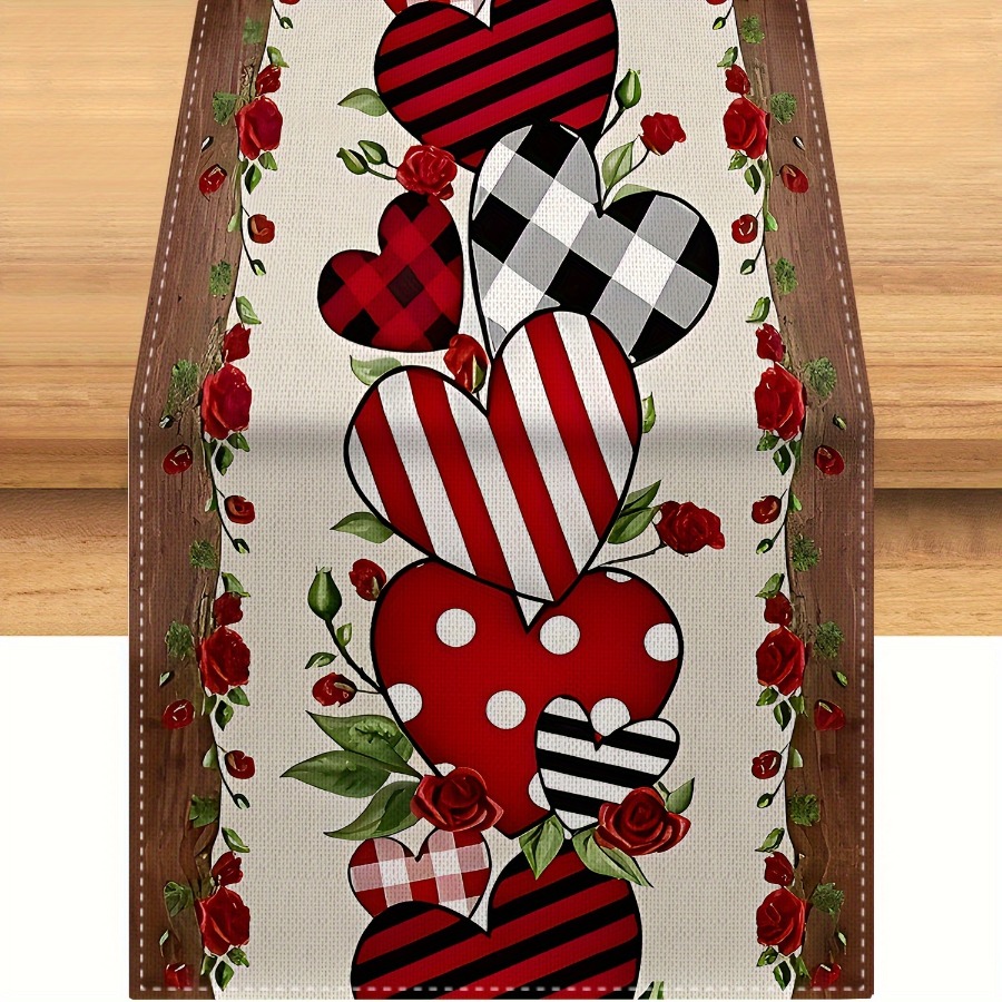 

Valentine's Day Table Runner Heart And Leaf Pattern Table Decoration Table Decoration For Romantic Parties