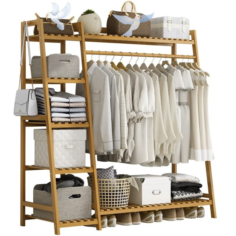 A multi capacity storage rack with brown and brown options, equipped with 5 side storage racks. A hat rack with shelves and bags is suitable for home storage, and a side hat hook is suitable for bedroom and hat room storage Specifications: with bag or without bag