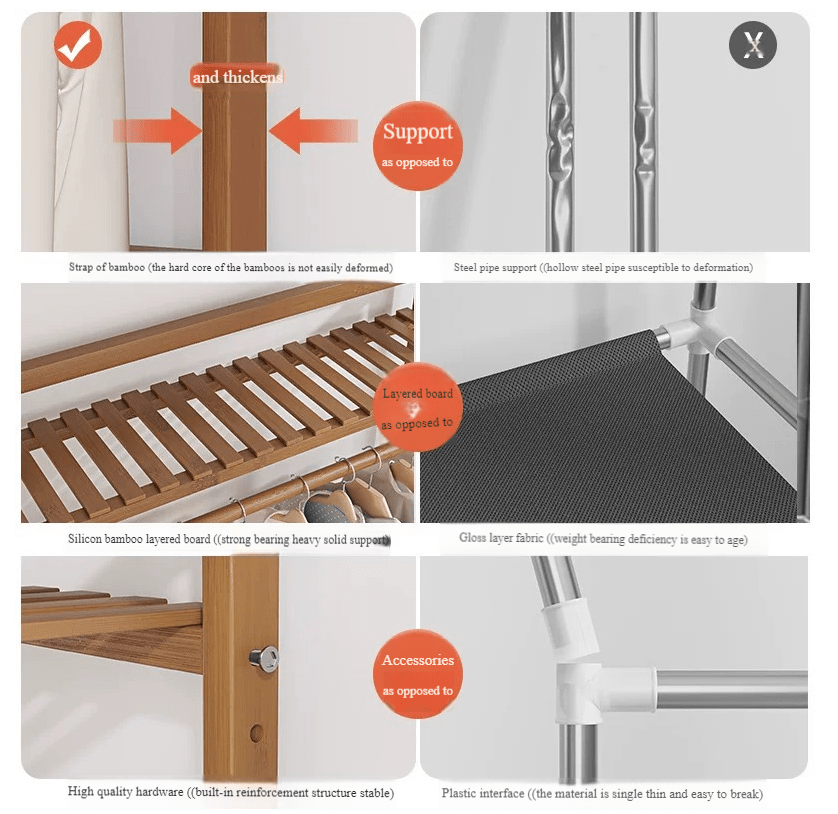A multi capacity storage rack with brown and brown options, equipped with 5 side storage racks. A hat rack with shelves and bags is suitable for home storage, and a side hat hook is suitable for bedroom and hat room storage Specifications: with bag or without bag