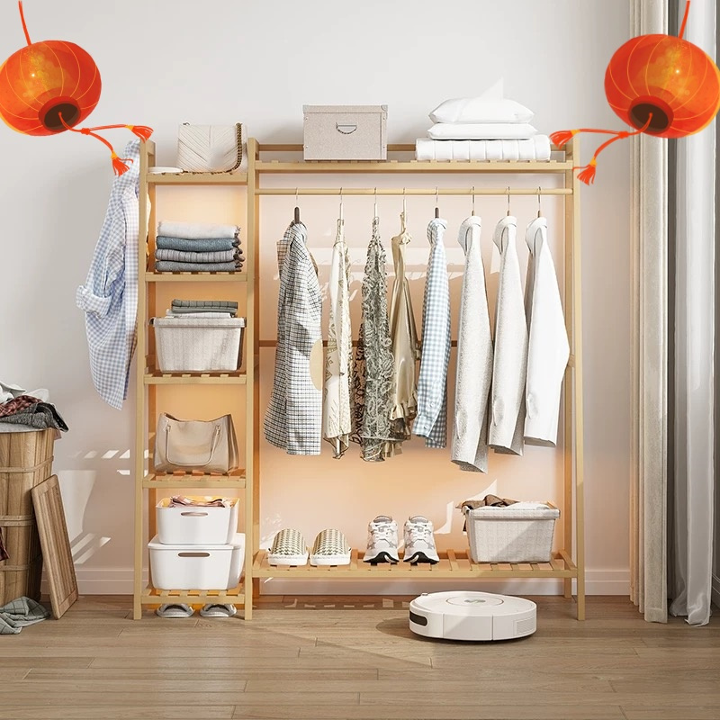 A multi capacity storage rack with brown and brown options, equipped with 5 side storage racks. A hat rack with shelves and bags is suitable for home storage, and a side hat hook is suitable for bedroom and hat room storage Specifications: with bag or without bag