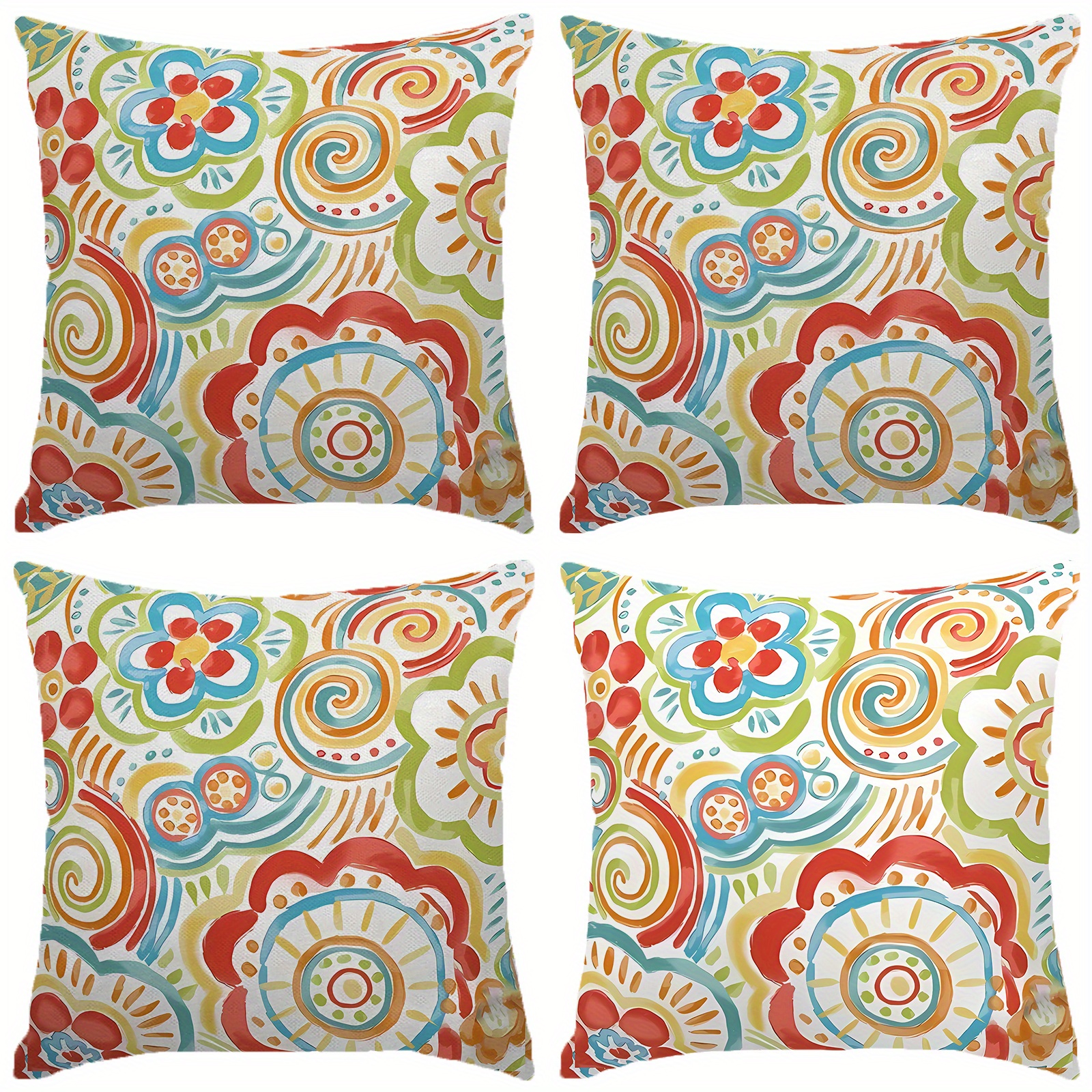 

4 Pieces Home Decor Throw Pillow Covers, Modern Fashion Graffiti , Outdoor Throw Pillow Covers 18x18" Patio Furniture Garden Sofa Farmhouse Decor Cushion Covers