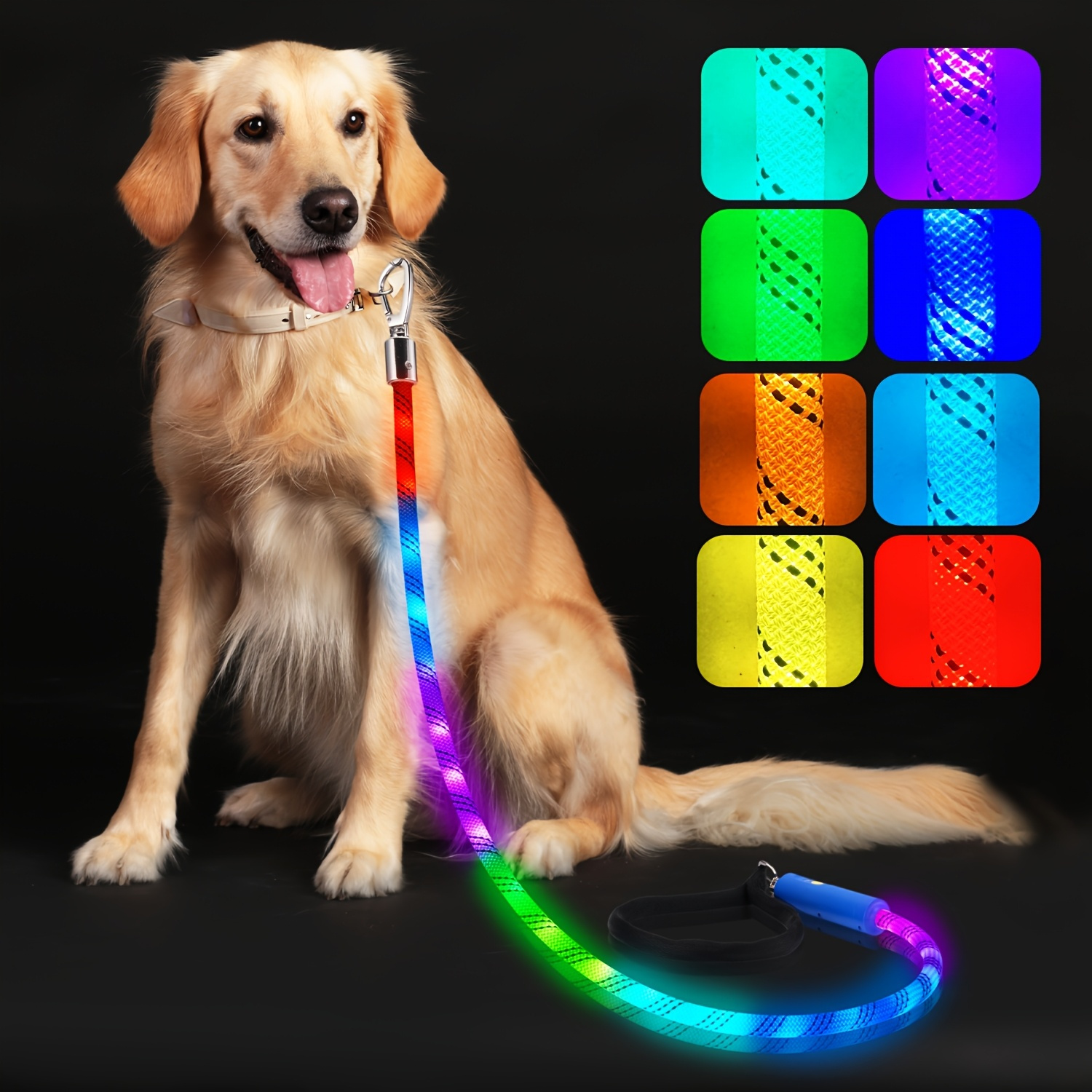 TEMU 16 Lighting Llluminate The Dog Leash, Night Walking Safety Glowing Dogleashsilicone Dog Leash For Small, Medium And Large Dogs For Night