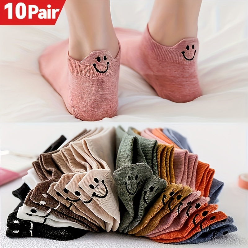 

10 Pairs Of Funny Socks, Lovely Embroidered Soft Cotton Low Cut Socks Women,assorted Patterns,comfy Wear.