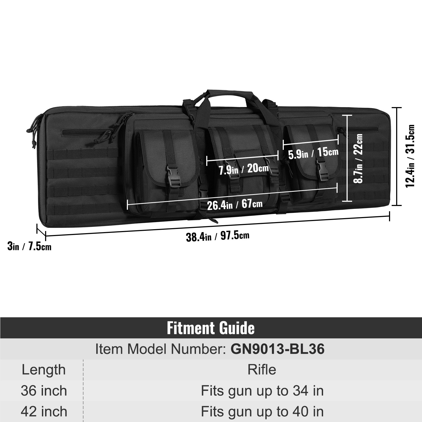 Spacious Main Compartment of VEVOR Tactical Gun Bag