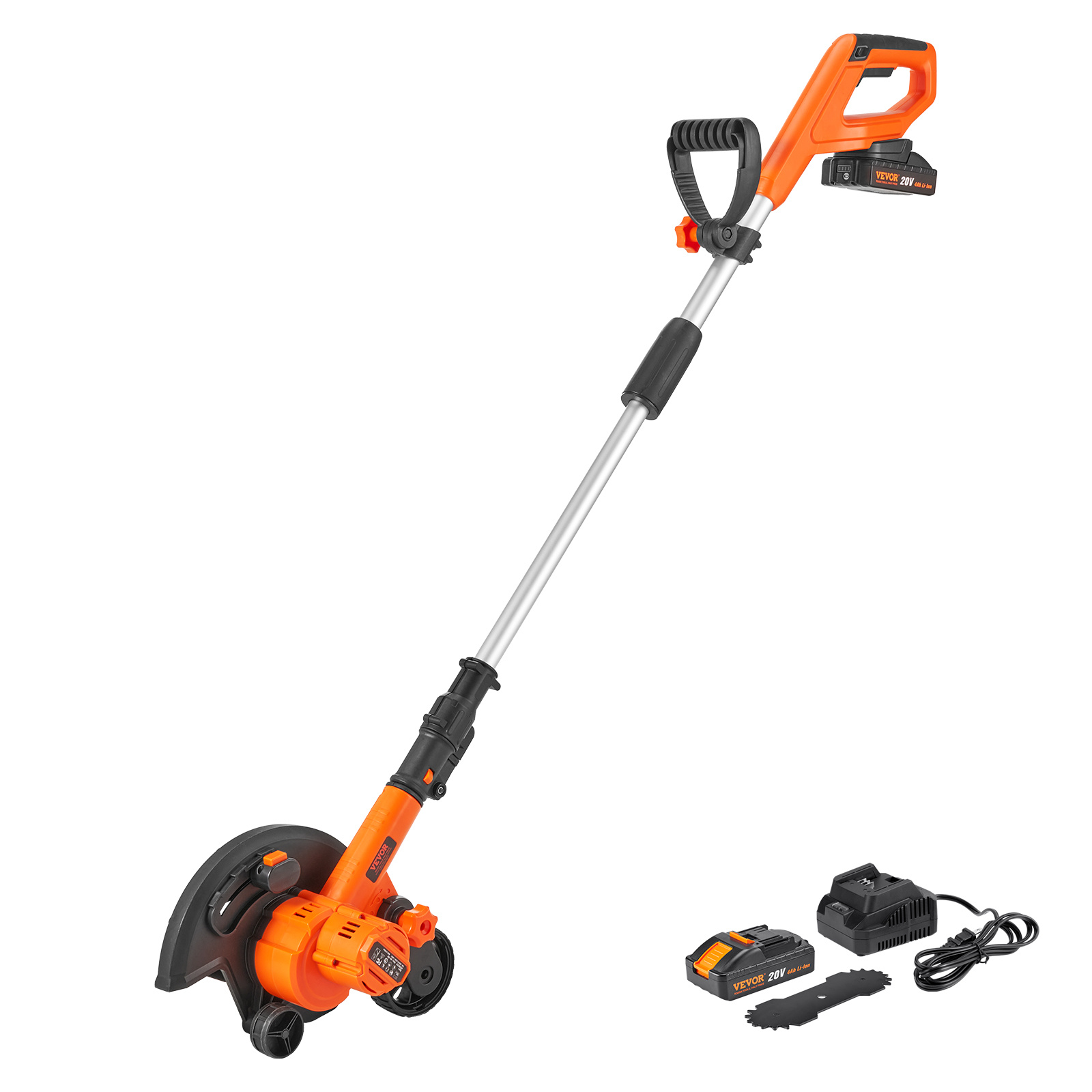 TEMU Vevor Lawn Edger, 20 V Battery Powered Cordless Edger, 9-inch Blade Edger Lawn Tool With 3-position Blade , Battery And Charger Included, For
