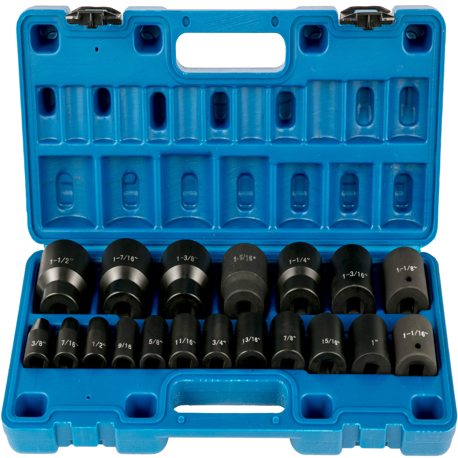 TEMU Vevor Impact Socket Set 1/2 Inches 19 Piece Impact Sockets, Standard Socket Assortment, 1/2 Inches Drive Socket Set Sae (3/8 Inches To 1-1/2