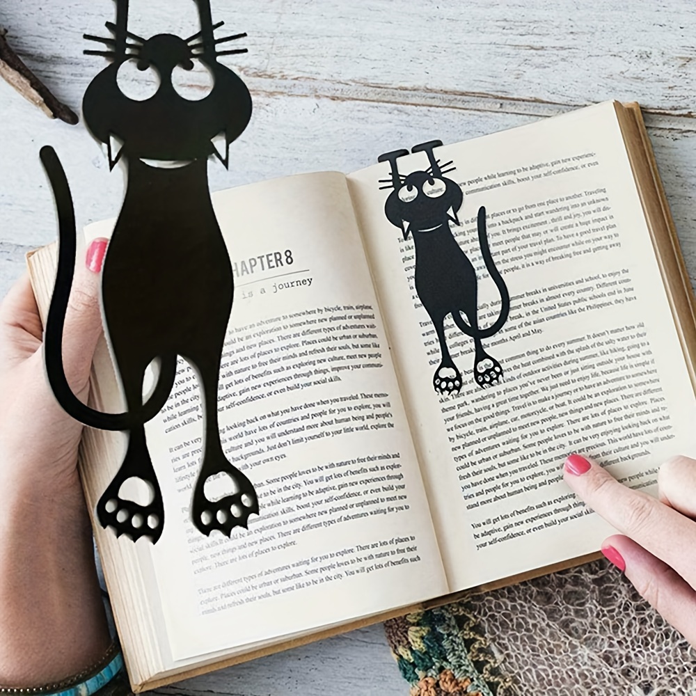 

[buy 1 Get 1 Free] 2pcs Creative Hollow Black Cat , Iron Book Page Marker, With English Lettering, For , Book Enthusiasts, , Perfect Gift For Valentine's Day, Birthdays, And