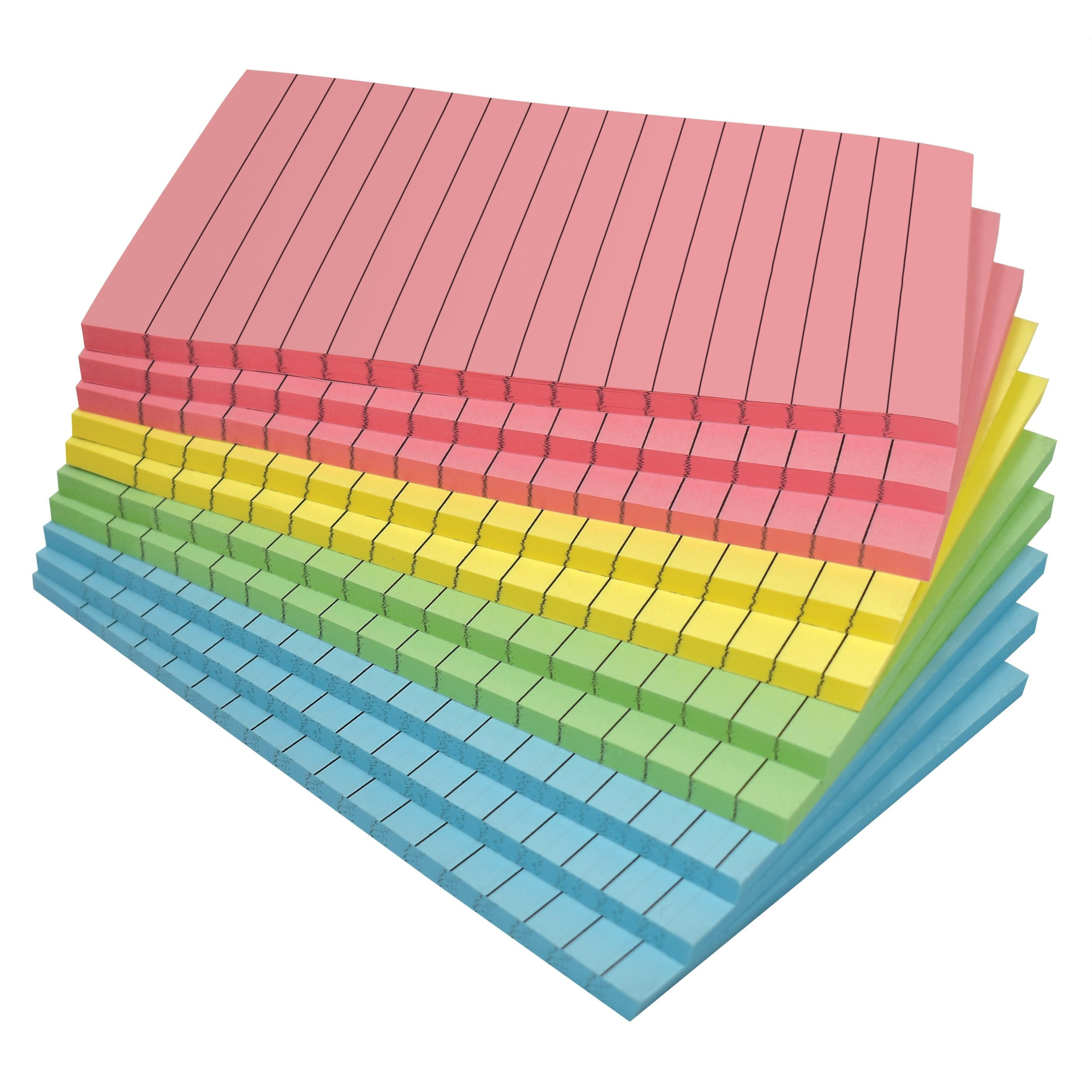 

Products Lined Pastel Notes, 4 X 6, 10 Pack, 500 Sheets (50/pad), Self Stick Notes With Lines, 4 Assorted Pastel Colors, Post , Strong Adhesive, 10 Pads