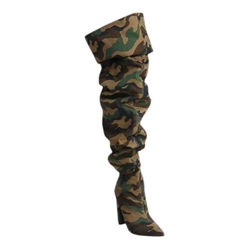 womens over the knee thigh high chunky heel slouchy boots