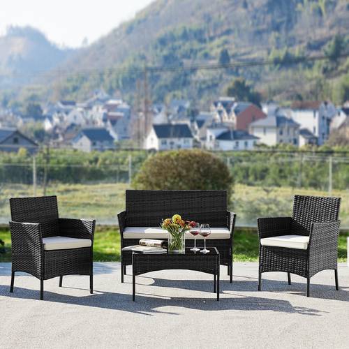 patio furniture set 3 4 pieces outdoor furniture with soft cushion and glass table all weather manual weaving wicker rattan patio chairs for porch