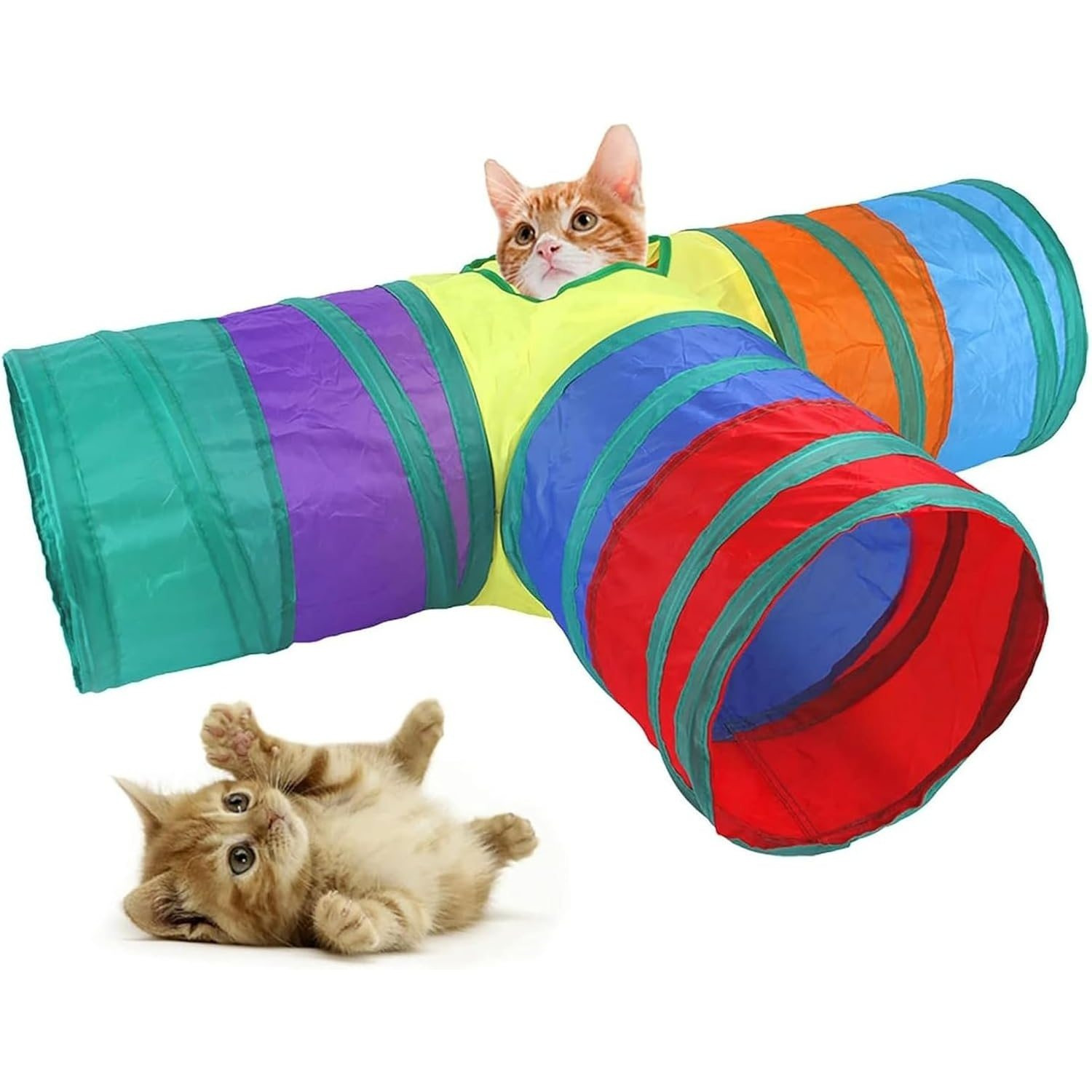 

Cat Tunnel For Indoor Cats, Pet Cat Kitten Rabbit Ferret Play Toys Tube Tunnel Interactive Crinkle Pop Up Rainbow Shape