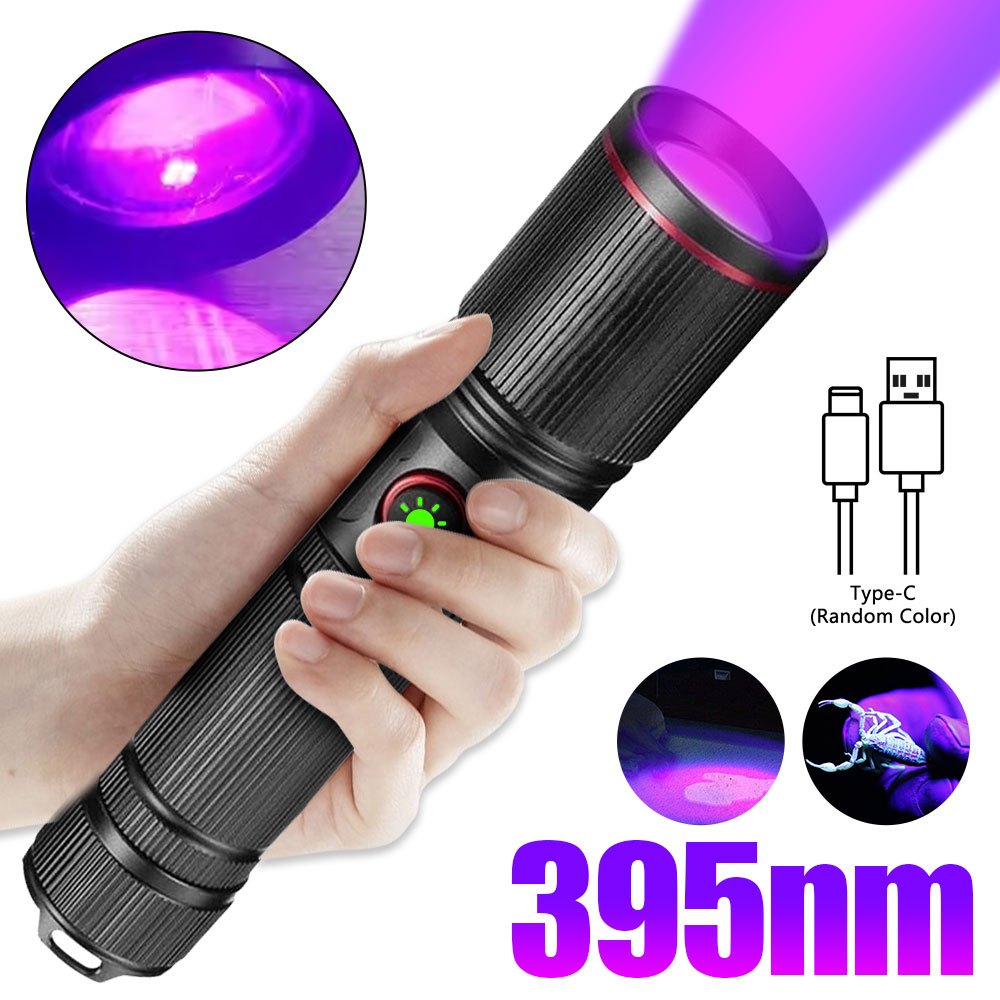 

20w High Power Uv Led Light Flashlight , 365nm/ 395nm Type-c Usb Rechargeable Powerful Ultraviolet Marker Resin Curing , Pets Stain Leakage Marker Ore Money Fluorescent Detection Lamp