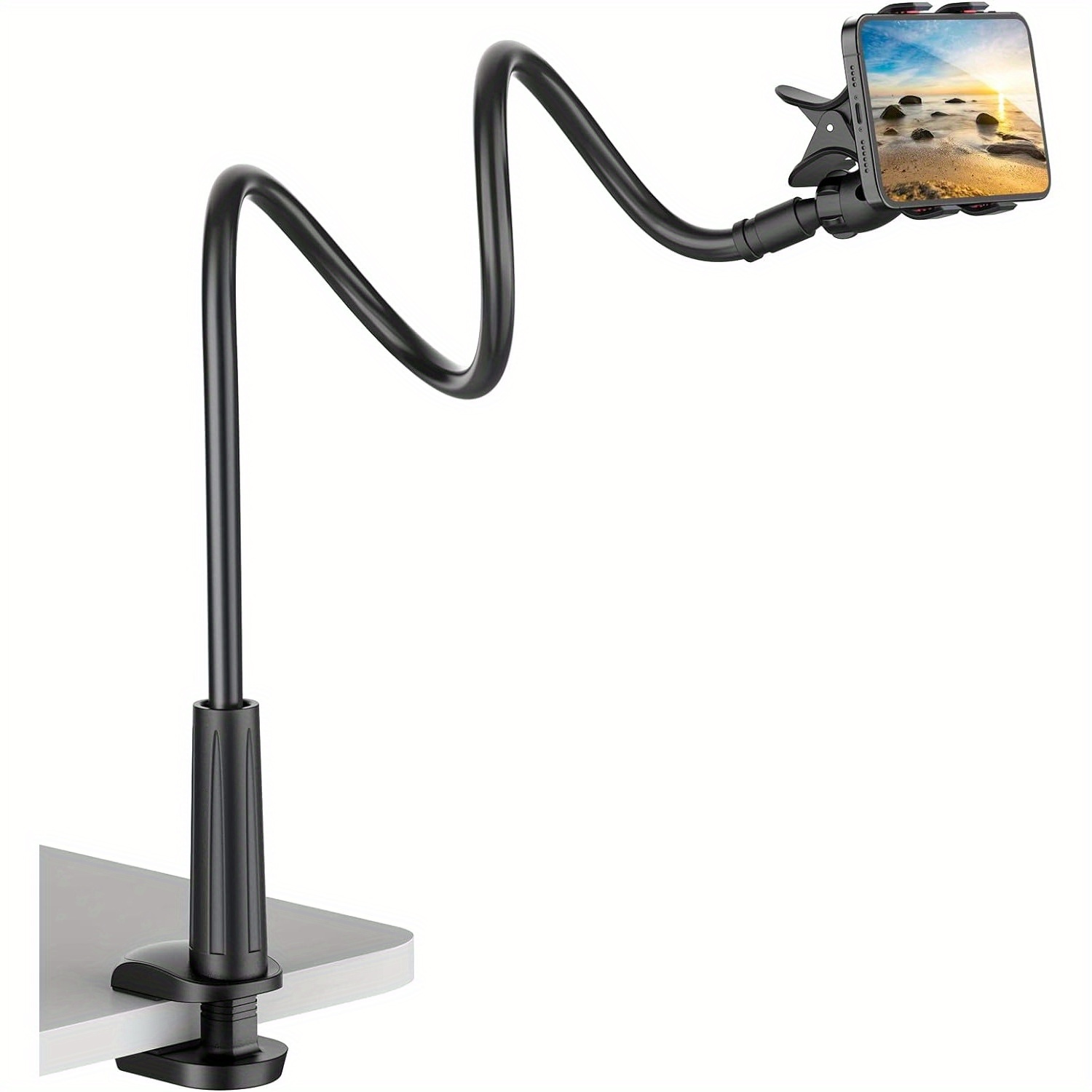 

Spaloo Bed Phone Holder, Flexible Long Arm Phone Mount For Desk, Clip Bracket Clamp Stand For 4.0-6.5'' Mobile Cell Phone Stand Camera