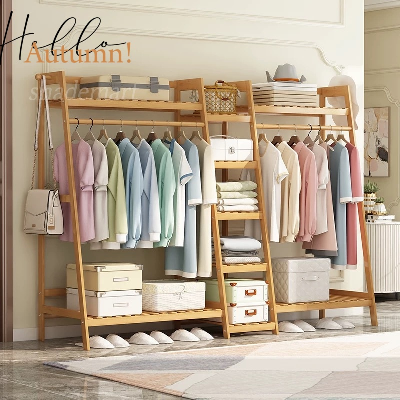A multi capacity storage rack with brown and brown options, equipped with 5 side storage racks. A hat rack with shelves and bags is suitable for home storage, and a side hat hook is suitable for bedroom and hat room storage Specifications: with bag or without bag