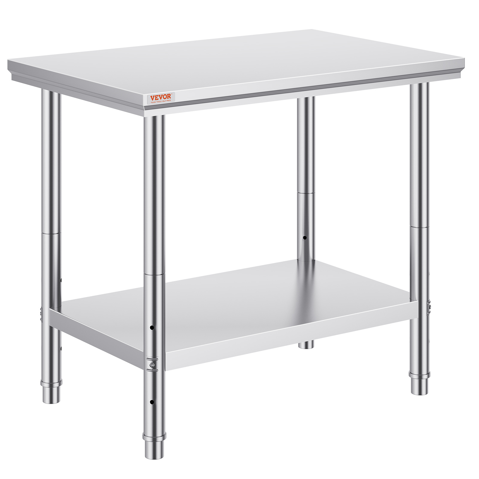 TEMU Vevor Stainless Steel Prep Table, 35 X 24 X 31 Inch, 700 Lbs Load Capacity, Heavy Duty Metal Worktable With 3 Adjustable Height Levels,