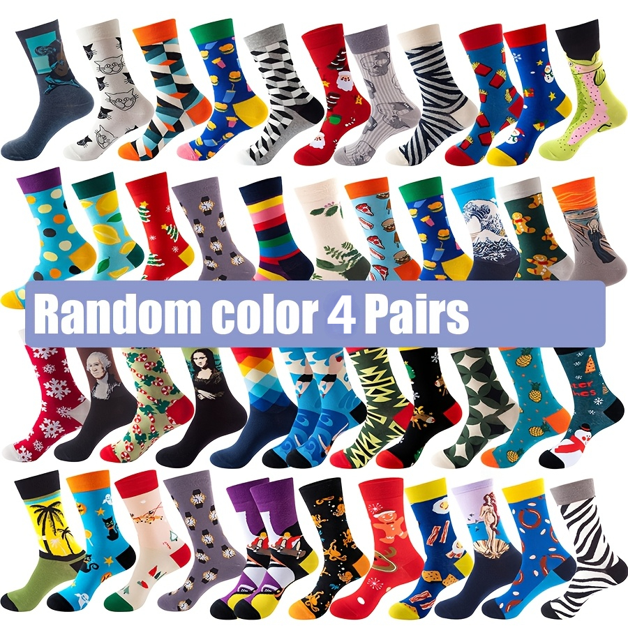 

4/8/12 Pairs Fun & Novelty Socks For Teens - Hip Hop Style With Cartoon Animals, - Breathable Polyester , Machine Washable