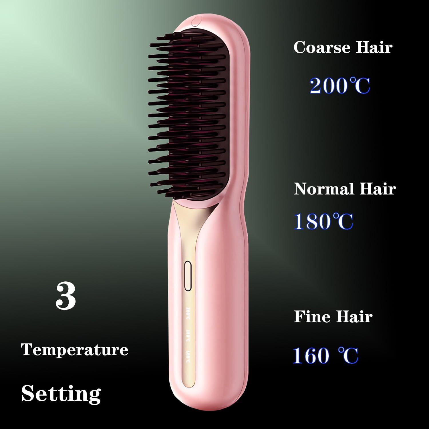 

Wireless Mini Hair Straightener Brush - 2-in-1 Travel & Home Use Tech 3d 20s -up (pink)