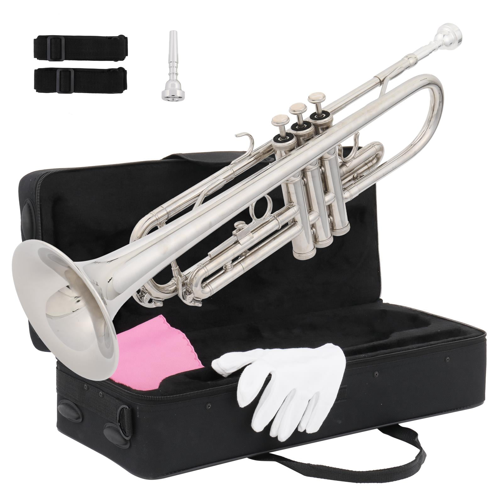 TEMU B Flat Silver Bb Trumpet For Concert Band With Case
