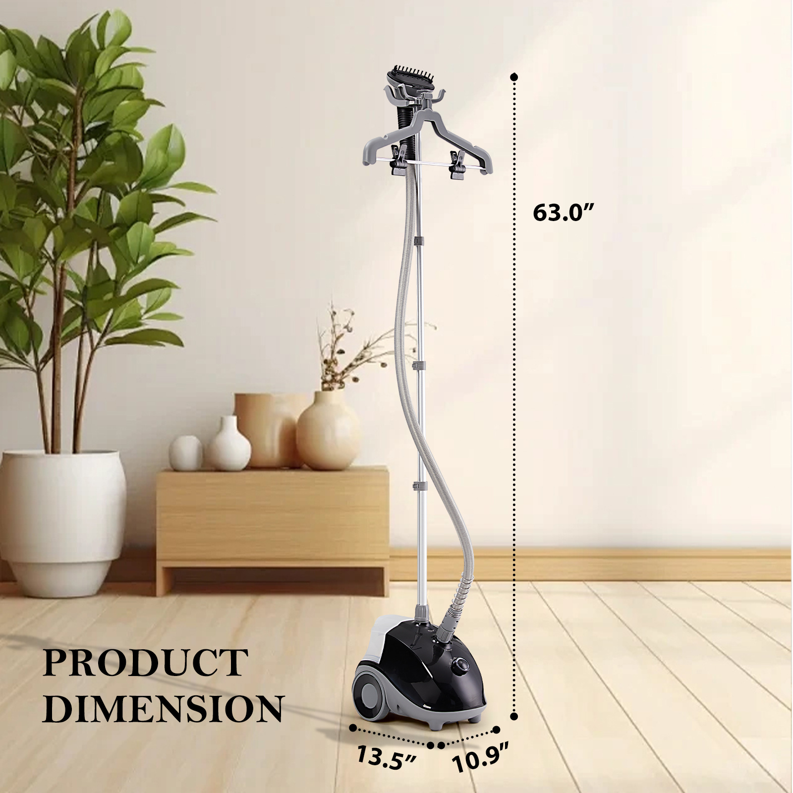 TEMU Jhk Standing Garment Steamer, 1500w Powerful Steamer For Clothes With Roll Wheels, 1.7l Water Tank For 55 Min Continuous Steaming, Professional Wrinkle Remover In 45 Seconds