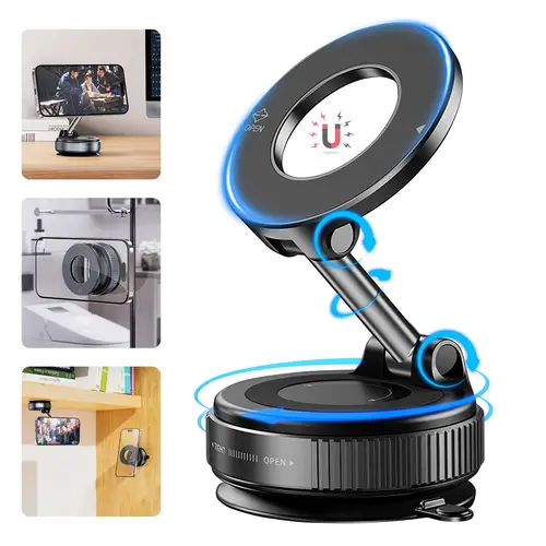 magnetic car phone holder 360 rotation and folding with vacuum suction cup suitable for office driving phone holder watching dramas and viewing maps