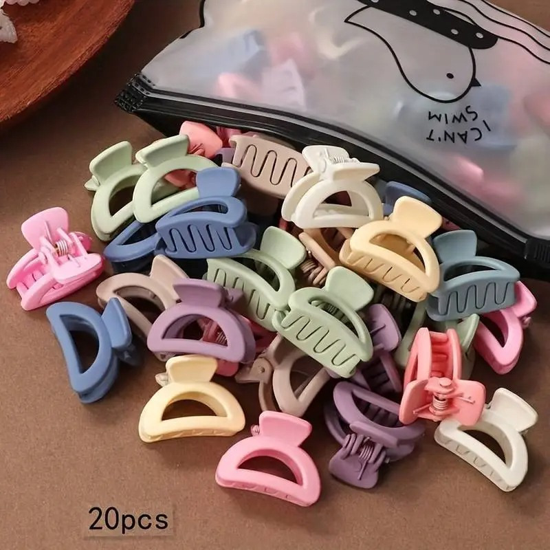 

40/20pcs Frosted Solid Color Hair Clips, Cute Square Frosted Handle, Ponytail Clip, Hollow Out Clip, Hair Clip Accessories, Mini Bangs Clip