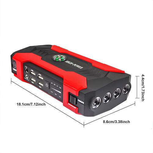 portable car jump starter booster jumper bank battery charger led flashlight 12v auto battery booster for automotive motorcycle trucks suv