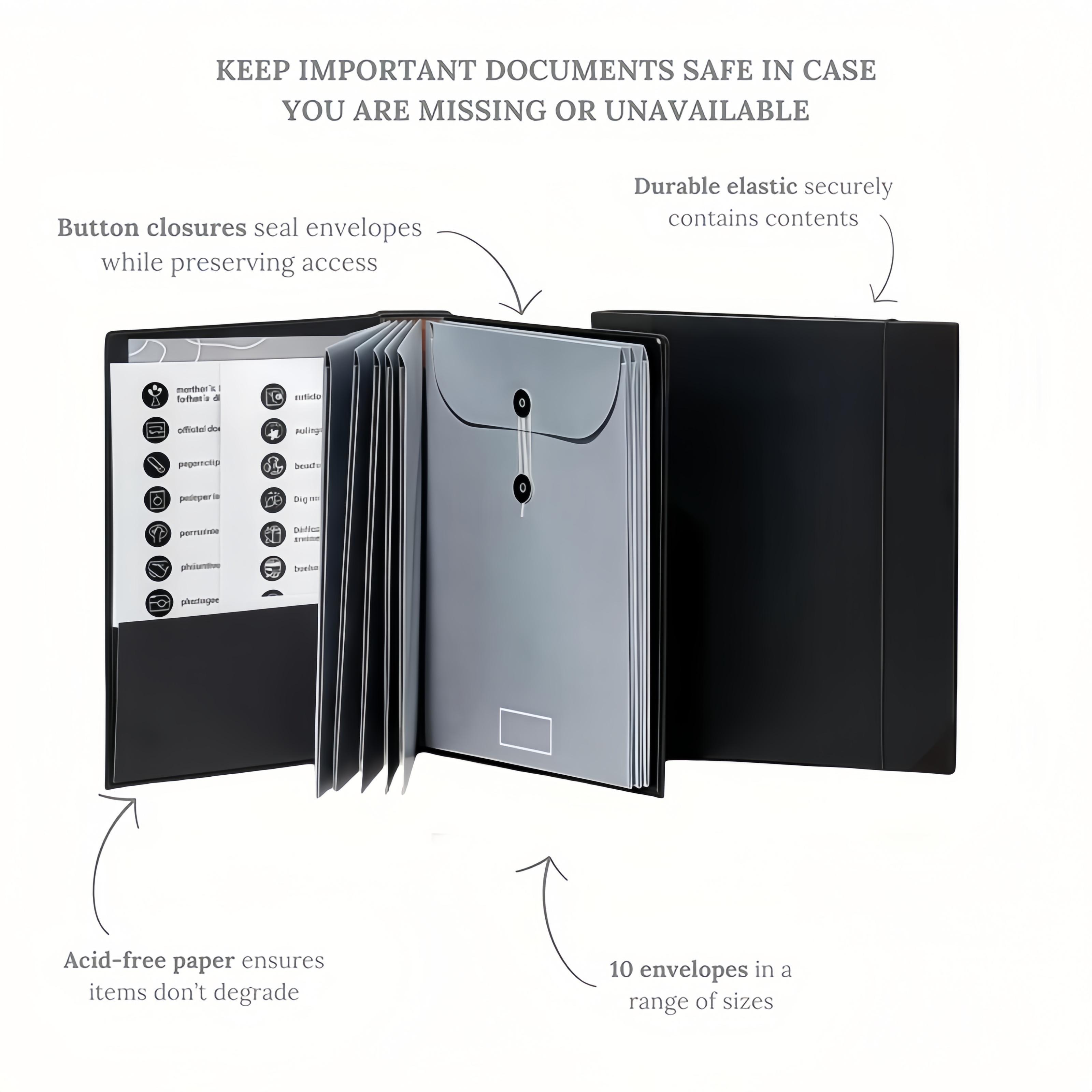 

10 Envelopes In Of Sizes Folio Organizer | Lifebinder For Lmportant Documents, Passport, Certificate