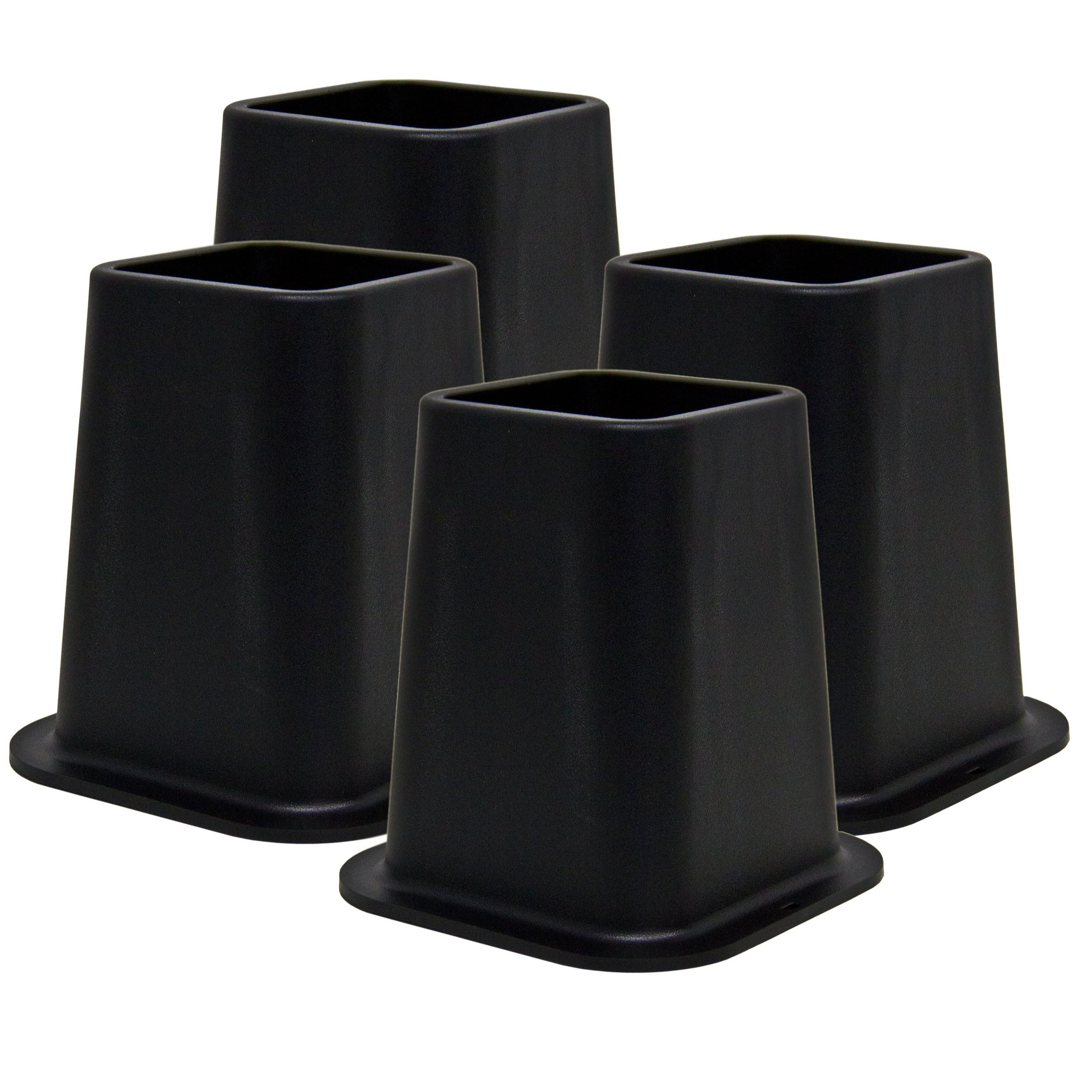 TEMU - Heavy Duty Bed Risers - Furniture Risers 6 Inch Heavy Duty Risers For Sofa & Table - Plastic Riser - Bed Lifts Risers - 4 Risers Furniture - Stackable Bed Lifts Risers - Black